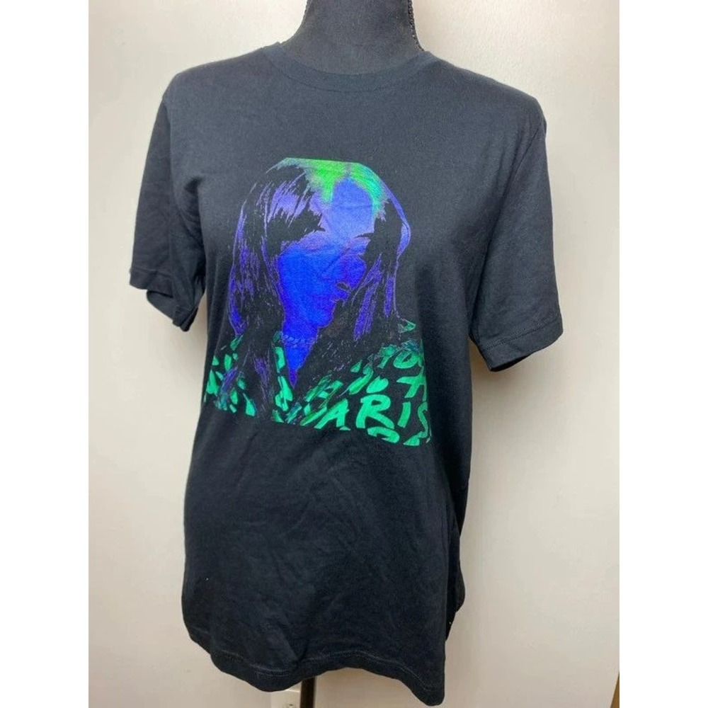 Official Billie Eilish Graphic Tee Neon Blue Green Portrait Tour Merch M